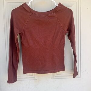 Women’s Brown Rust ribbed Long Sleeve Top